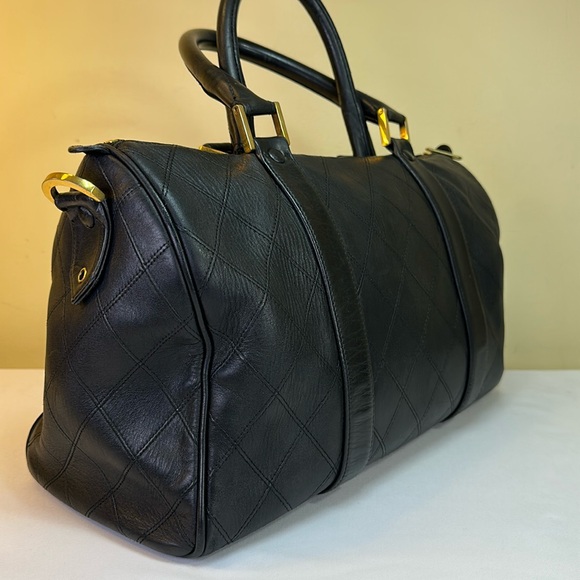 CHANEL Boston Bag Diamond Stitch Calfskin Made in Italy, Chanel Dustbag, COA - Picture 5 of 15